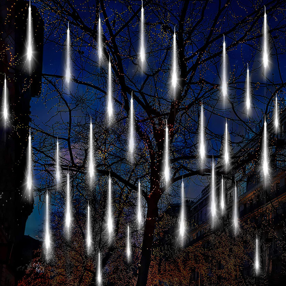 

10 Tubes Waterproof Meteor Shower Rain LED-Curtain String Night Light, White, 501 Original