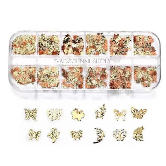 12pcs Nail Art Charm 3D Alloy Gold Constellation Letters Shape Crystal Rhinestone Press On Tips Decoration-Nail Inspo