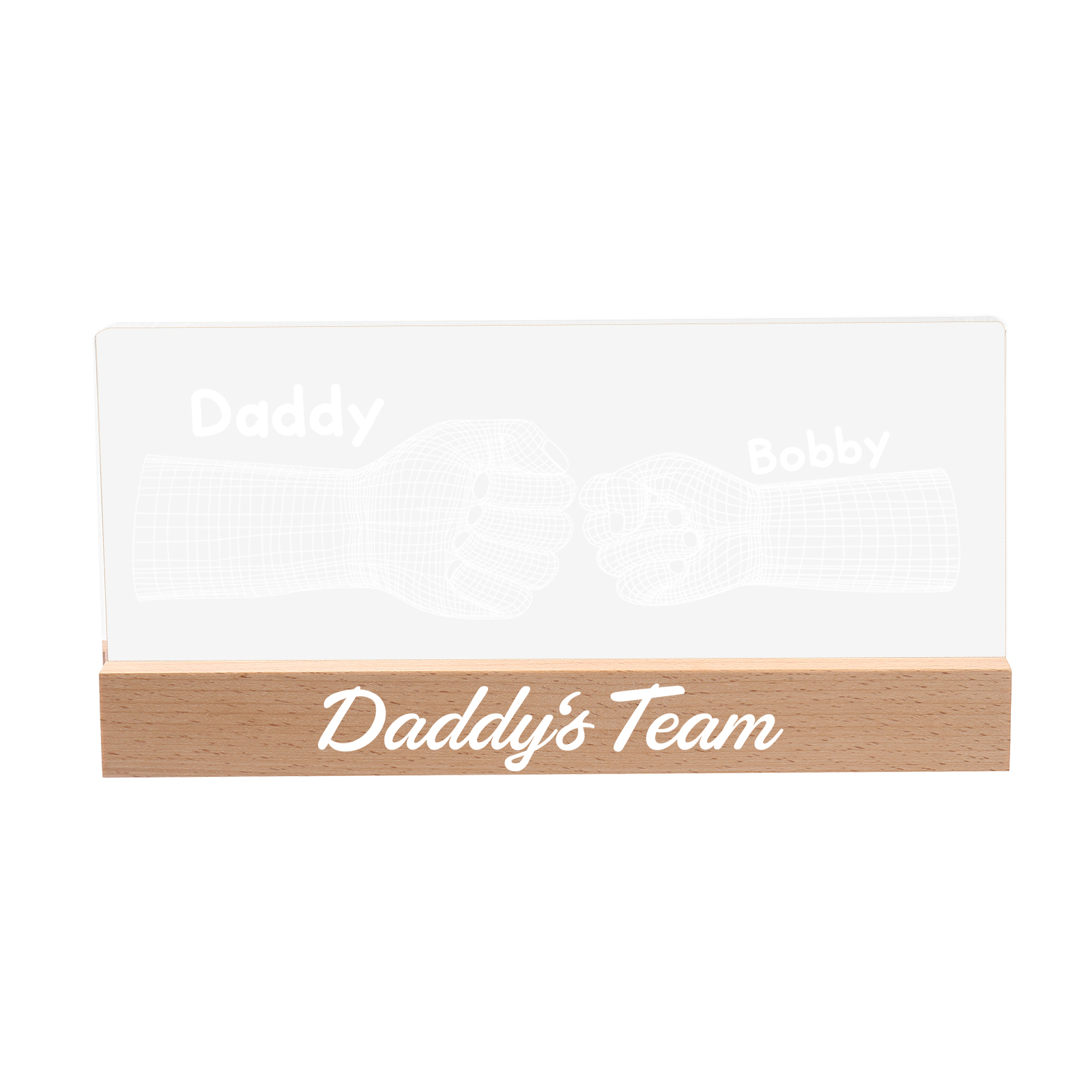 2 Names Personalised Fist Bump Pattern Night Light Custom Text LED Light Father's Day Gift for Dad