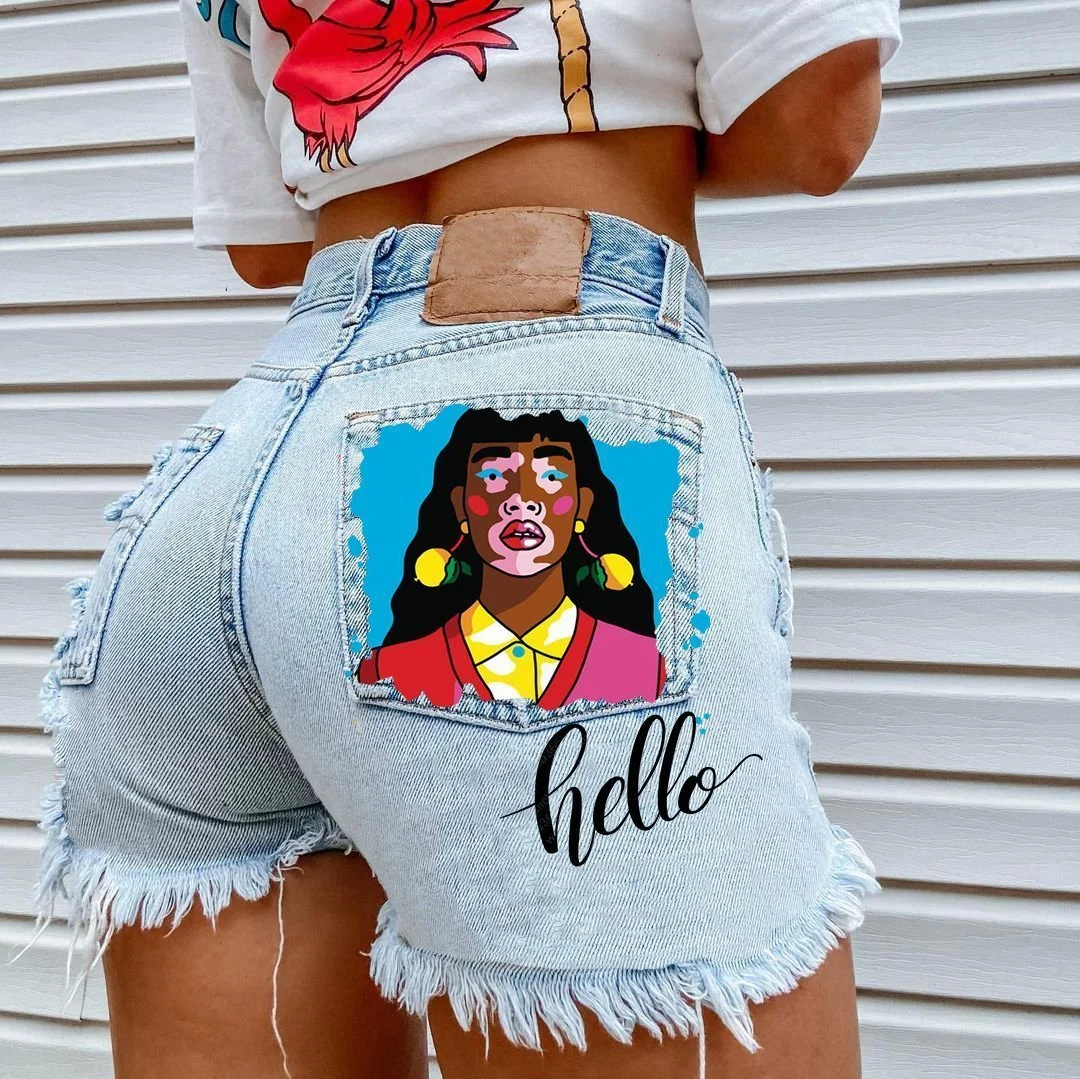 Ripped hot denim shorts