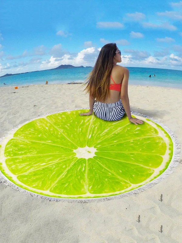 Fruit Printed Round Shape Quick-Drying Towel Beach Mat