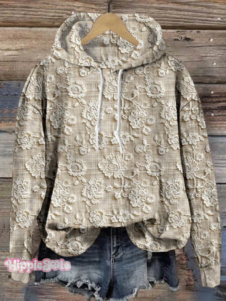 Vintage Lovely Floral Art Print Casual Hoodie Sweatshirt Multicolor / S