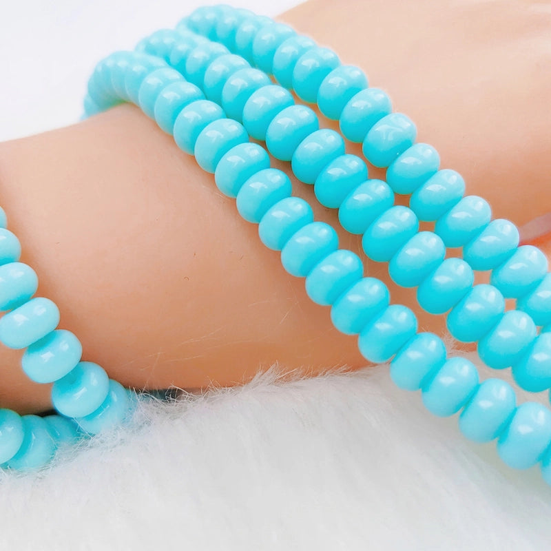 1 String 5*8mm Glass Glass Geometric Solid Color Beaded