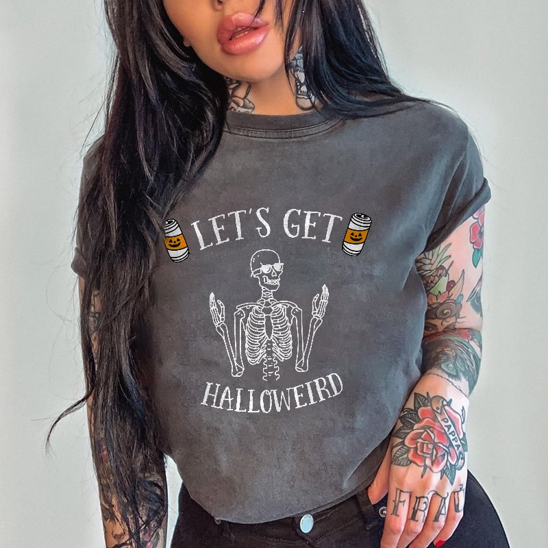 Minnieskull Let's Get Halloweird Skull Printed T-shirt - Minnieskull