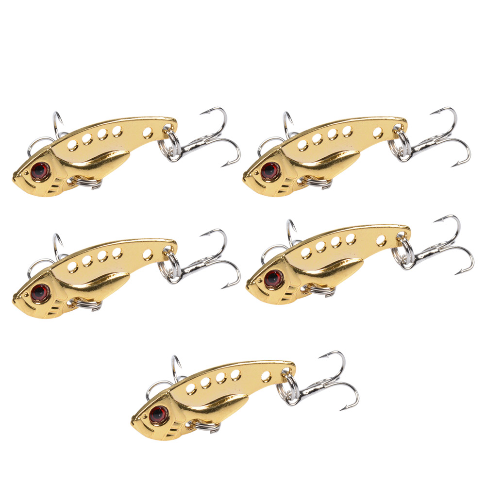 

5pcs 3D Eyes Metal VIB Fishing Artificial Hard Bait Lure Fishing Tackle, Yellow, 501 Original