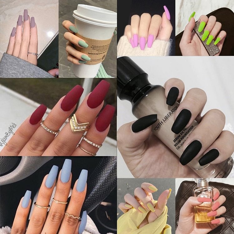 24pcs Black White Matte Fake Nails Stiletto Tips Press on Long False with Glue Coffin Full Cover Nail Decoration Tool