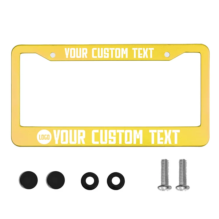 KAINSY Custom License Plate Frame - Rust-Proof Metal Personalized License Plate Frame Holder for Front or Rear - Add Your Own Text Funny Tag Holder Car Accessories Gifts for Women & Men