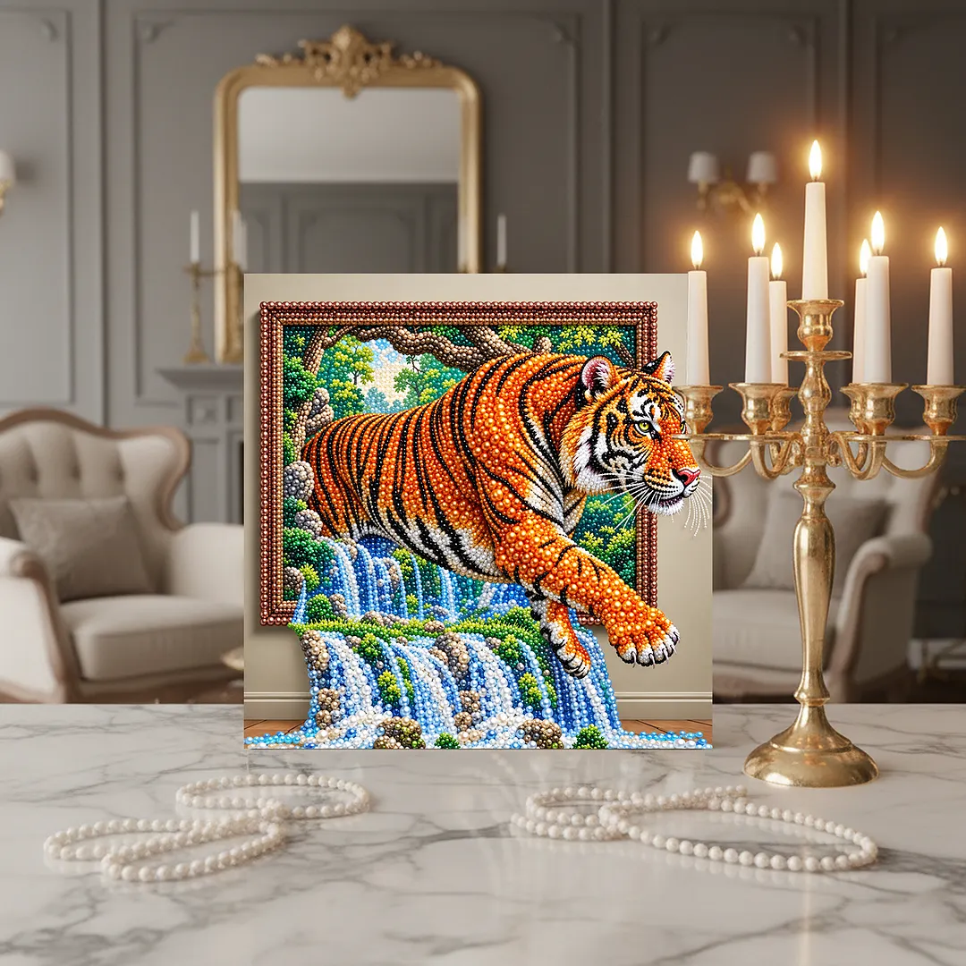 DIY Framed Pearl Art Tiger Painting Kit 11.81x11.81in