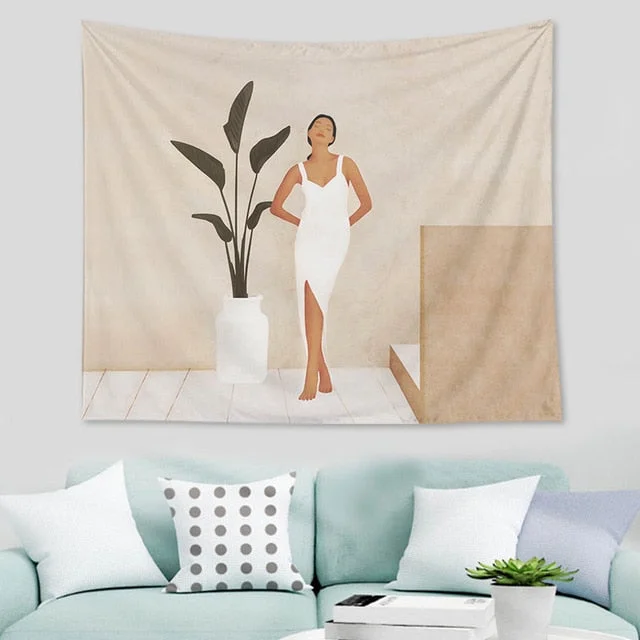 Abstract nordic Geometric Tapestry Tropic Modern Art Brown Wall Hanging ins Tapestry Decorative Tapestry For Home Decoration