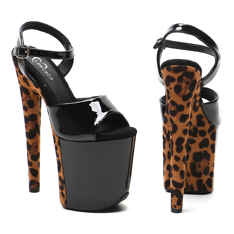 VCshoes 20cm/ 8inches Patent Upper With Leopard Lady Fashion Platform High Heel Pole Dance Sandals Shoes