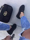 Women Faux Suede Wedge heel Sneakers Slip on Breathable Shoes