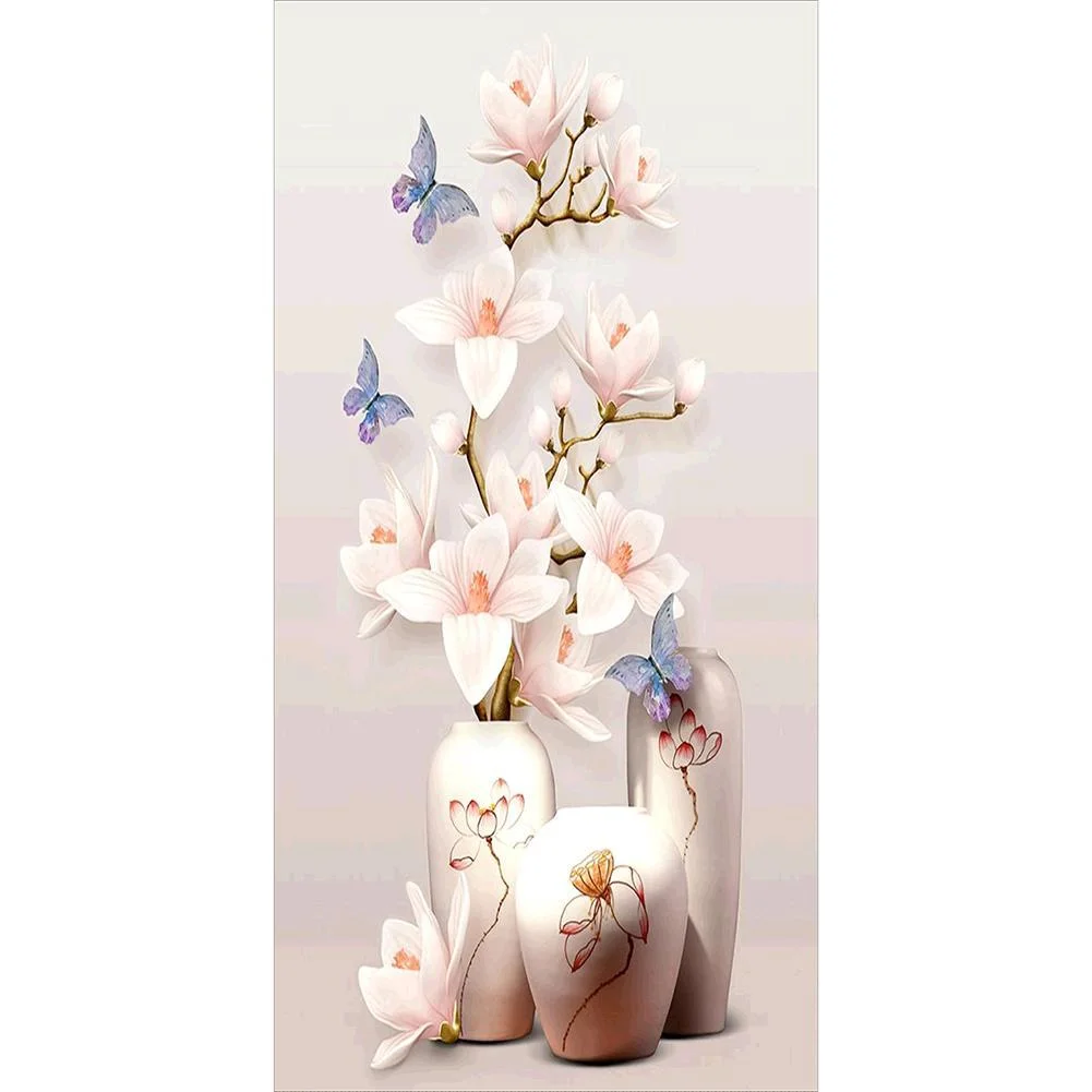 Big Size Round Diamond Painting - Vase Mangnolia(45*85cm)