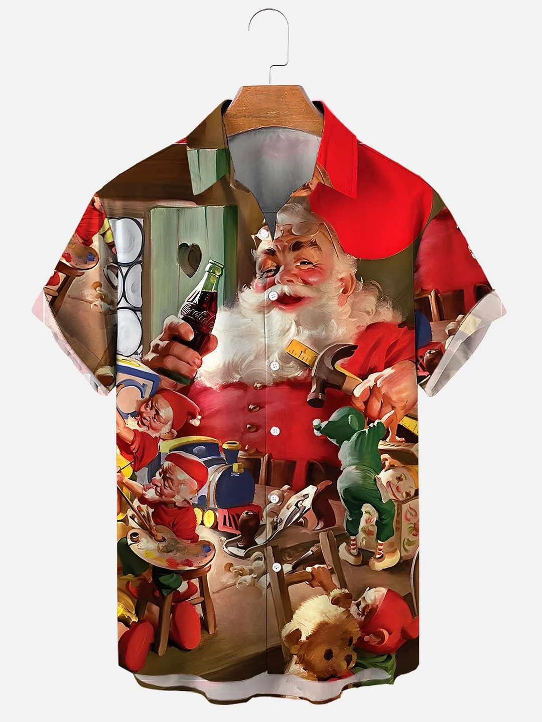 Men's Christmas Santa Claus Art Print Casual Shirt