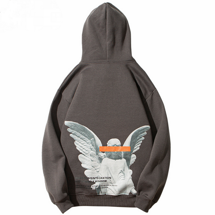 Hip Hop Streetwear Pullover Angel God Printed Hoodie Pocket Cotton Fleece Pullover Hooded Sweatshirt-VESSFUL