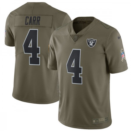 Men's  Oakland Raiders #4 Derek Carr Olive Salute To Service Limited Stitched NFL Jersey