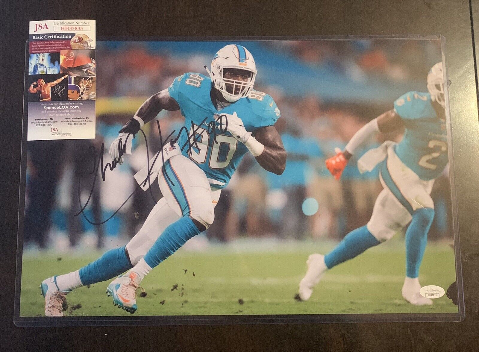 CHARLES HARRIS 11x17 Signed Photo Poster painting DOLPHINS FOOTBALL JSA/COA HH35835