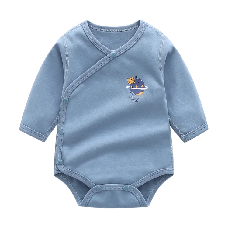 Baby Long Sleeve Solid Spacecraft Printed Bodysuit