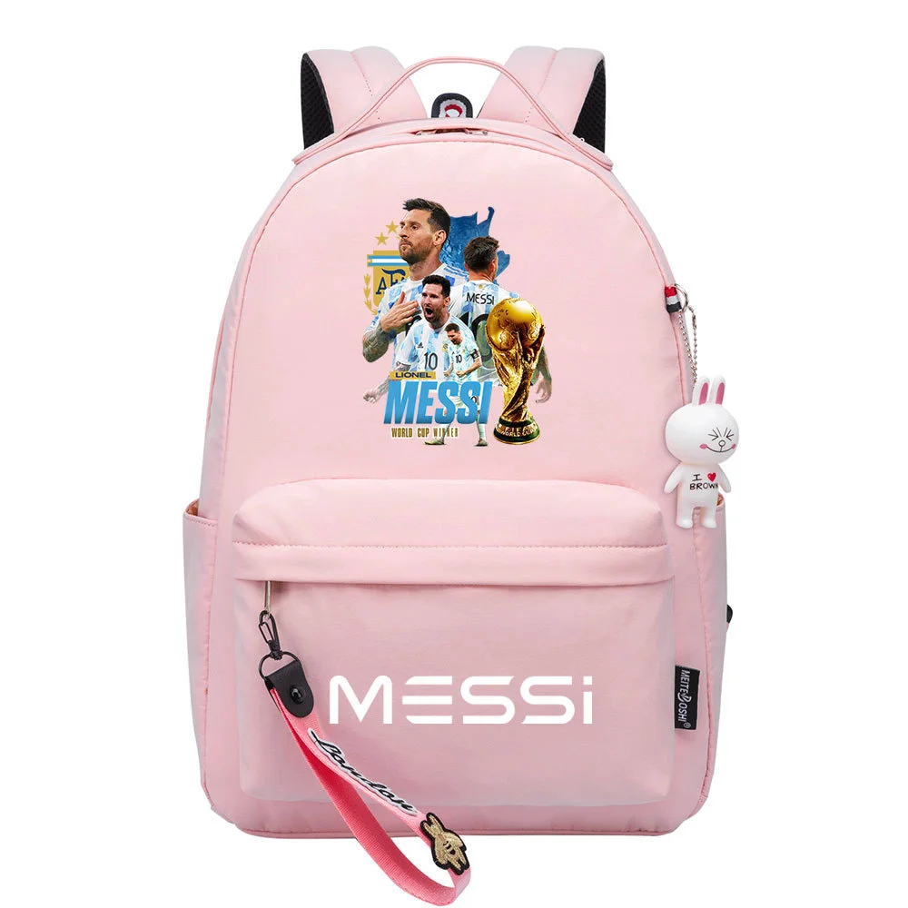 Buzzdaisy Title: Lionel Messi Backpack – Cute and Fashionable Schoolbag with Double Side Pockets for Leisure Travel