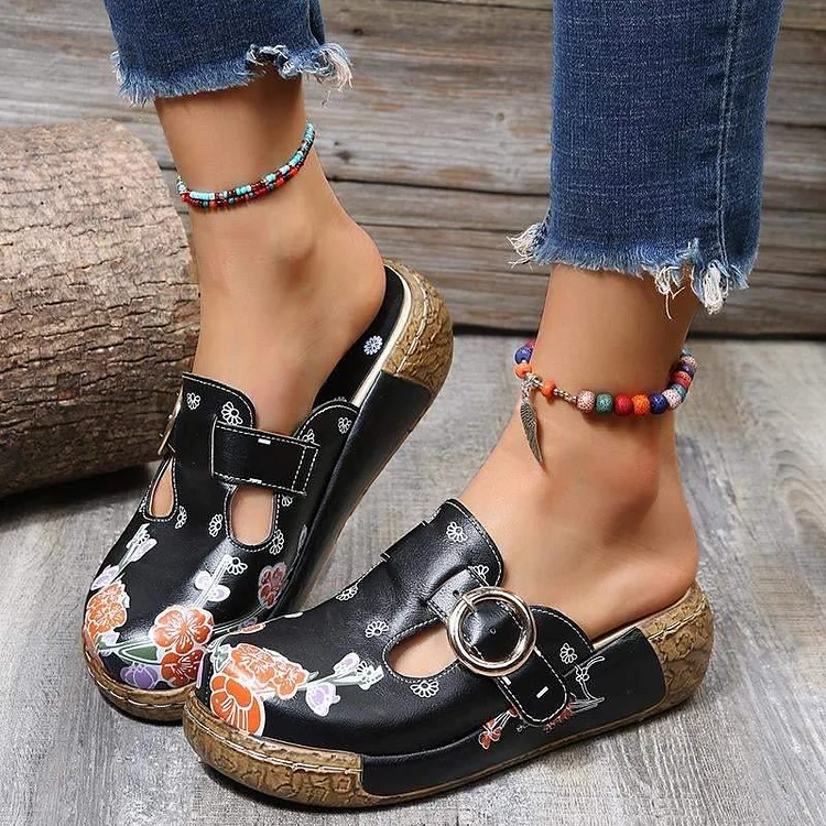 Women's Comfy Soft Daily Print Platform Heel Sandals