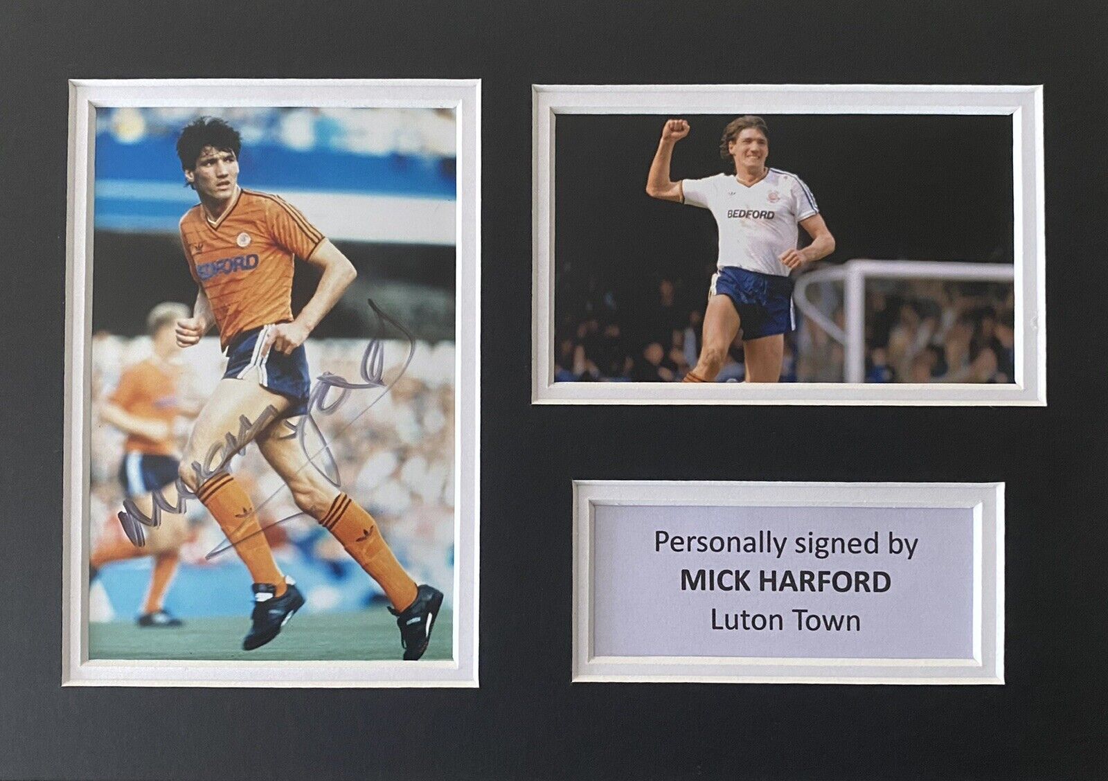 Mick Harford Hand Signed Luton Town Photo Poster painting In A4 Mount Display