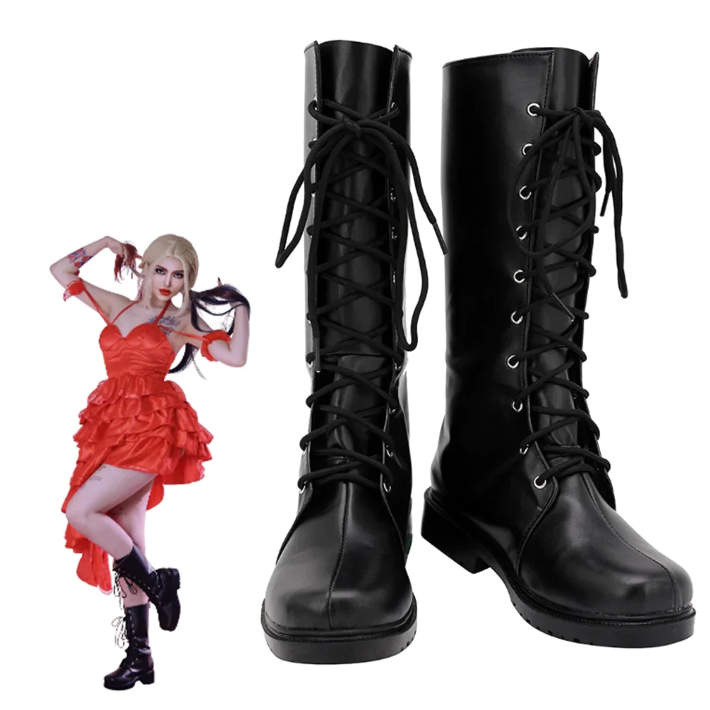 Harley Quinn Cosplay Shoes Boots Halloween Costumes Accessory Custom Made