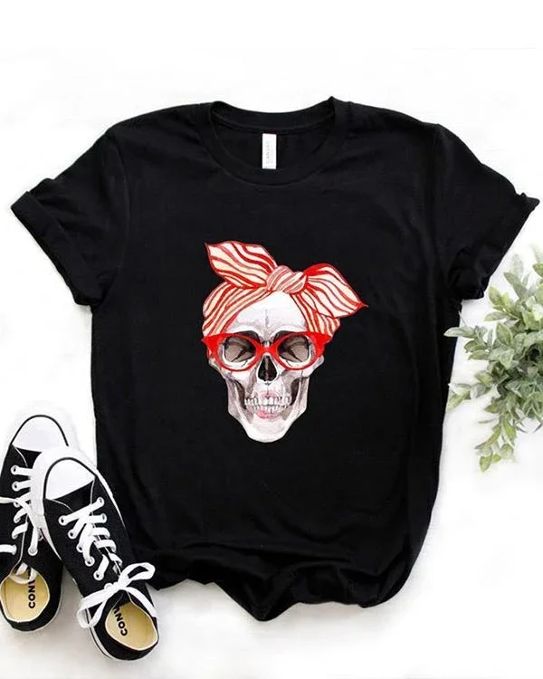 women s skull print women s cotton t shirt p113820