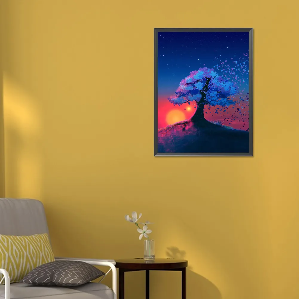 Full Round Diamond Painting 30*40cm - Trees At Sunset