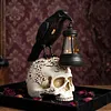 Resin Crow Skull Lamp Gothic Crow Night Light Handcrafted Retro Skull Lamp