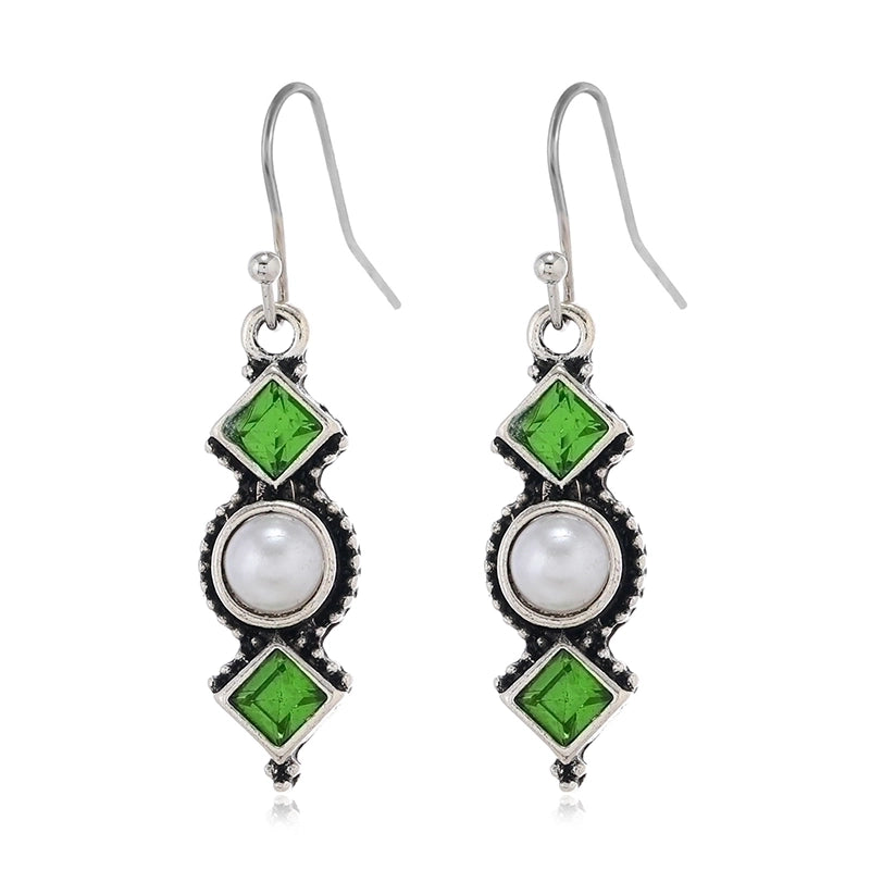 1 Pair Fairy Style Elegant Geometric Rhombus Inlay Zinc Alloy Artificial Pearls Rhinestones Drop Earrings