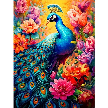 Completed Diamond Painting Peacock 14.6x16.5 Unframed. -  Hong Kong