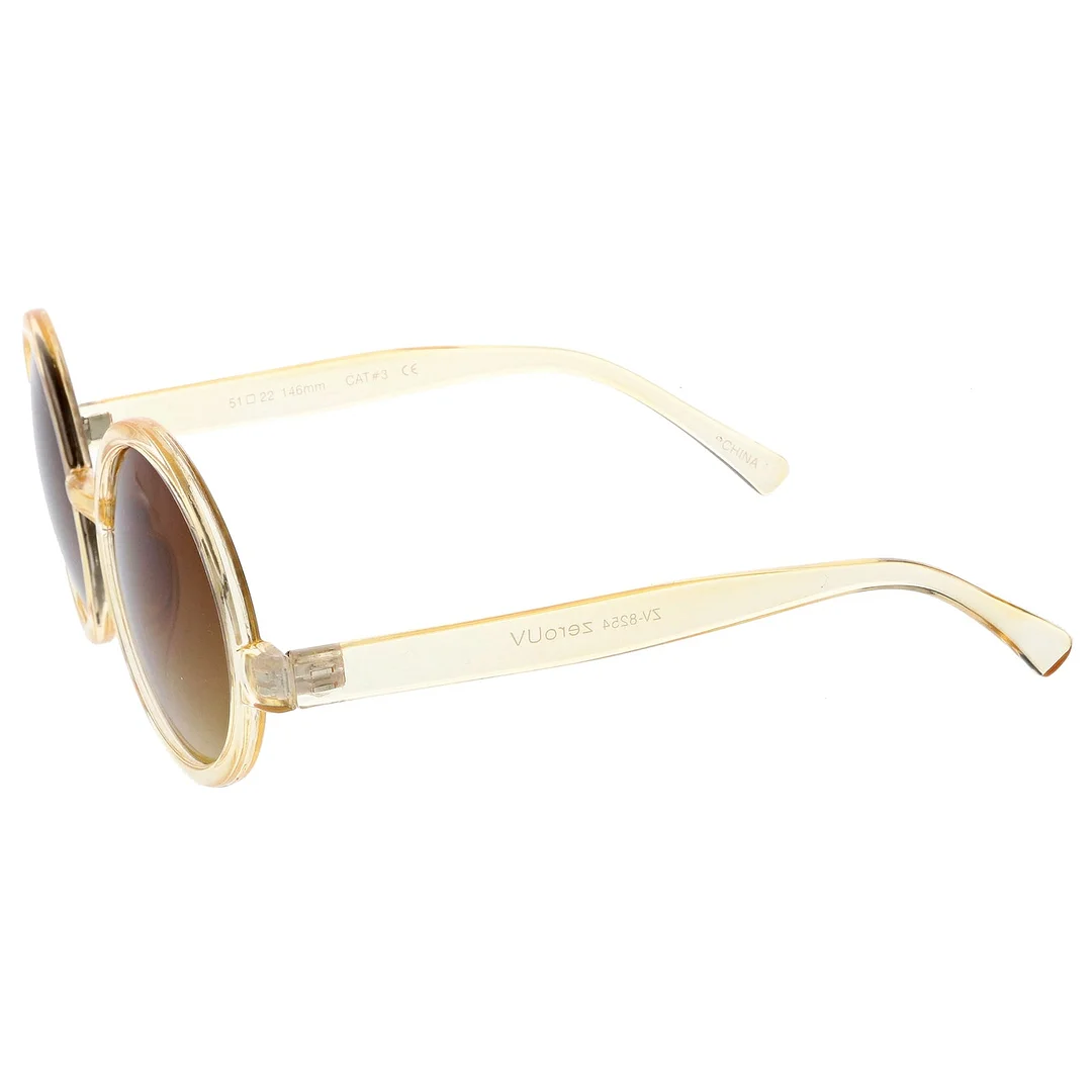 Classic Retro Horn Rimmed Neutral-Colored Lens Round glasses 52mm