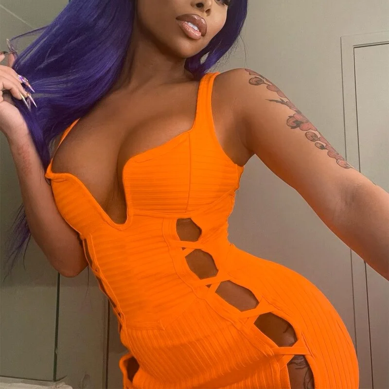 Hugcitar Velvet Backless Slip Sleeveless V Neck Cut Out Slit Sexy Maxi Dress Solid 2021 Bodycon Cute Evening Party Wear Y2K