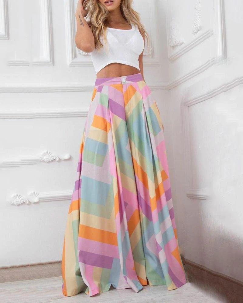 Women's Casual Printed Two Piece Suit
