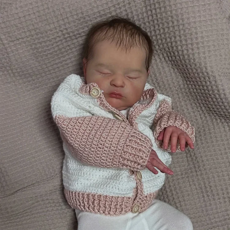  20" Handmade Lifelike Reborn Brown Hair Baby Girl Named Lenia - Reborndollsshop®-Reborndollsshop®