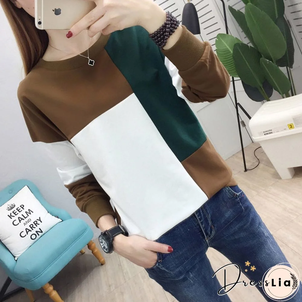 Christmas Gift tee shirt femme plus size women t-shirt autumn winter patchwork o-neck camisetas verano mujer long sleeve t shirt vintage