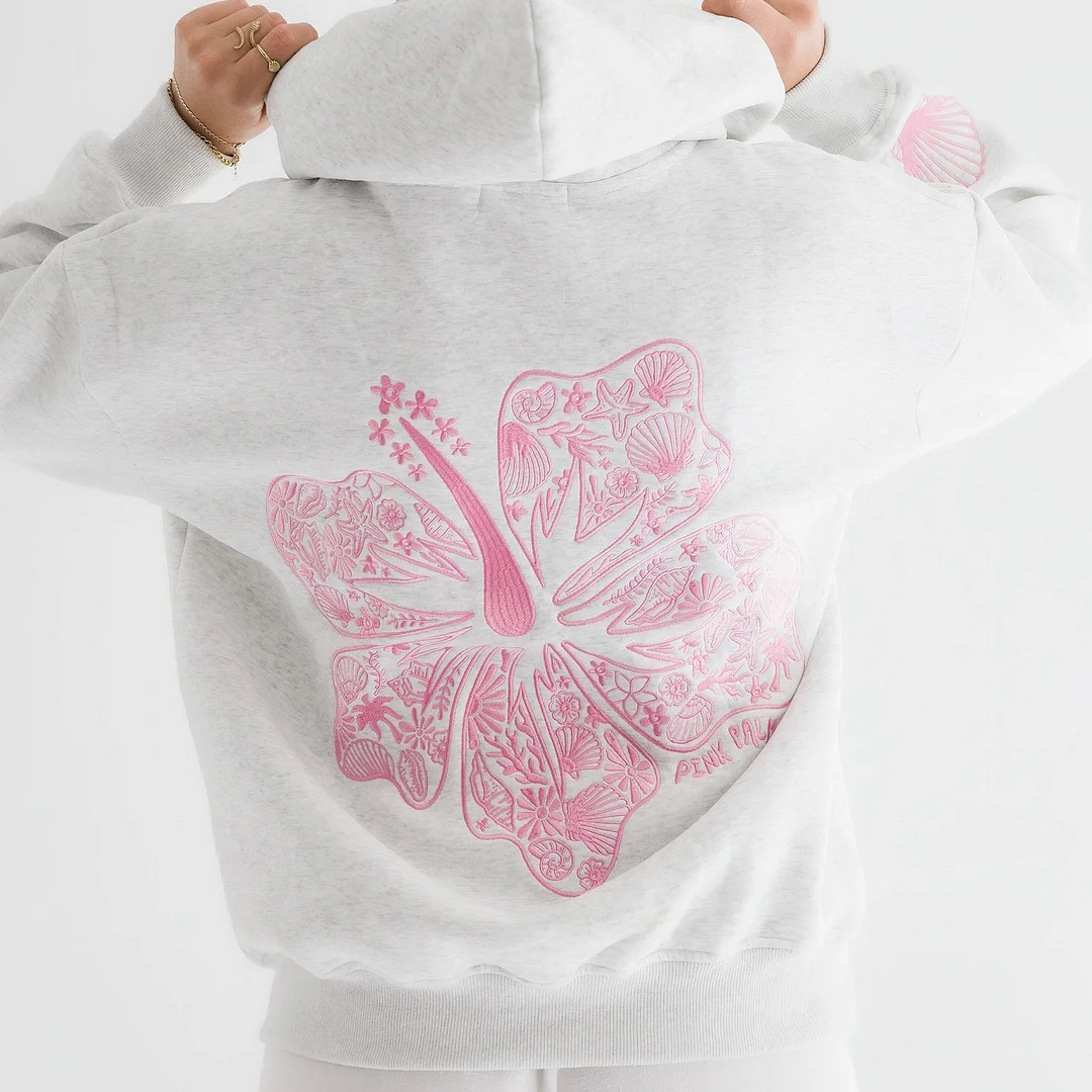 Women's Drop Sleeve Threaded Print Hoodie