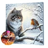 (Framed)Diamond Painting -DIY Round Drill Snow Cat with Frame(25x25cm)