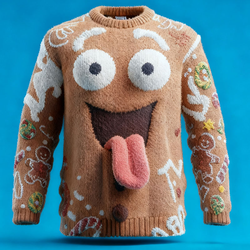 Retro Fun Gingerbread Man Cozy Ugly Christmas Sweater elevenforest