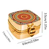 (US Local)Mandala Diamond Painting Mirror Bag Rhinestone Jewelry Box for Women (Gold)