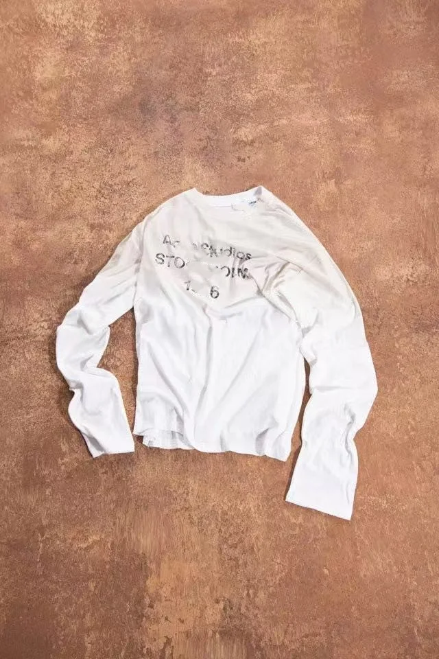 Women's Loose-Fit Long Sleeve T-Shirt Cotton Crew Neck Printed Letter Round Neck Tshirts