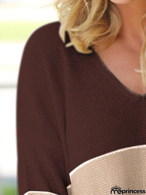 Striped V-Neck Long Sleeve Sweater