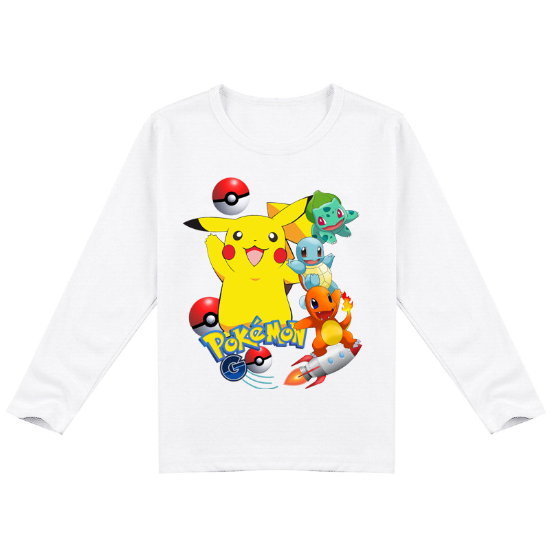 Mayoulove Pikachu Kids Long Sleeve T-Shirt - Cute and Comfy Pokemon Print for Boys and Girls - Perfect for Casual Wear and Playtime - Ideal for Fans of the Iconic Anime Character - Unisex Design for Toddlers and Children-Mayoulove