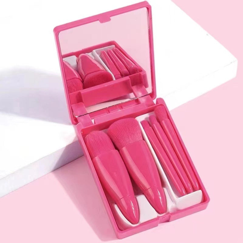 Minimalist Pink Artificial Fiber Makeup Brushes 1 Set