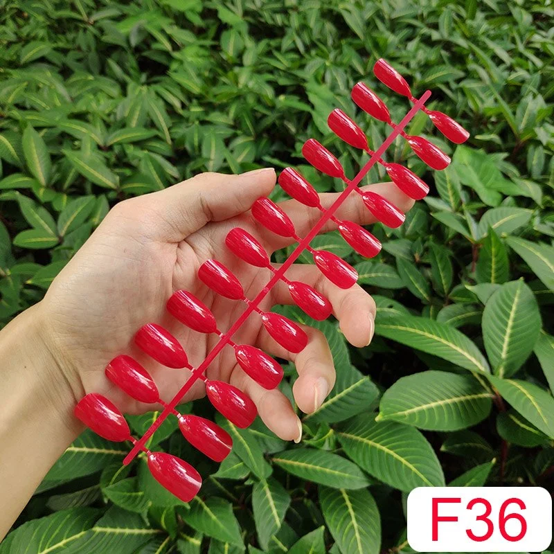 10 Sets Almond Shape False Nail Tips In Same Color 24 Pieces/Set 10 Sizes Press on Fake Nails DIY Manicure Finger Nail Tips-Nail Inspo