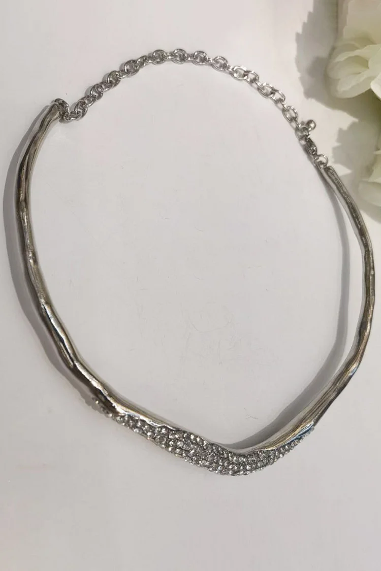Fashion Gold Rhinestone Irregular Simple Choker Necklace 2024 - Xpluswear