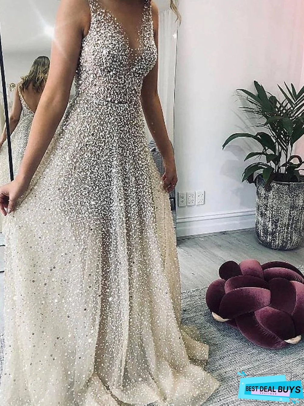 Women's Swing Dress Sleeveless Solid Colored Elegant Silver