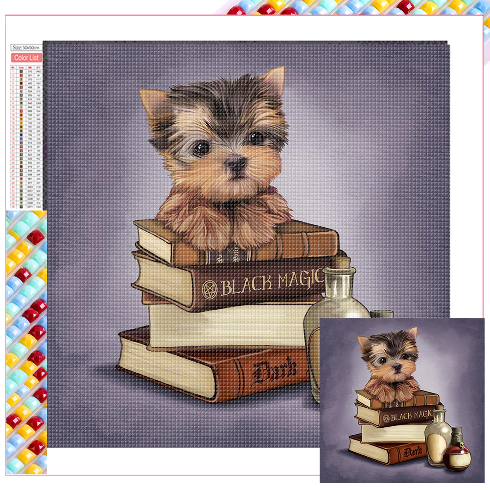 Dog In The Book 50*50cm(picture) full square drill diamond painting