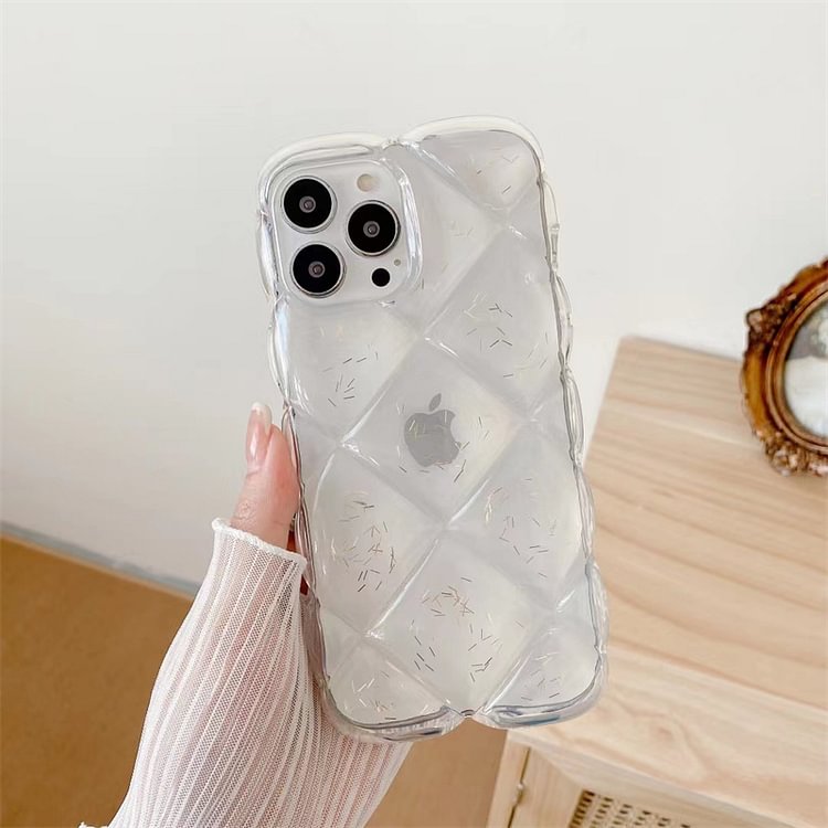 【ユニークなデザイン】iPhone ケース 多機種対応 耐衝撃 個性 幾何模様 透け素材 全3色