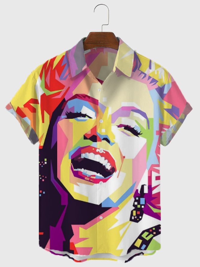 Floral cotton color block fashion shirt a0fc