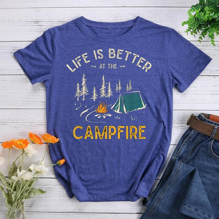 Life Is Better At The Campfire Round Neck T-shirt-018361